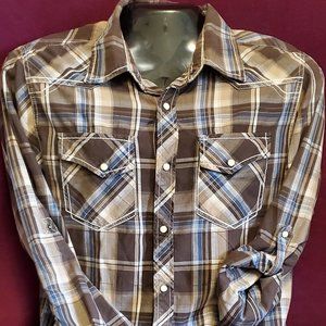 BKE Buckle Long Sleeve Men's Plaid Shirt